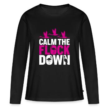 Flamingos beruhigen die Herde - Frauen Premium Bio Langarmshirt - Schwarz - Vorne - Julia (174cm)