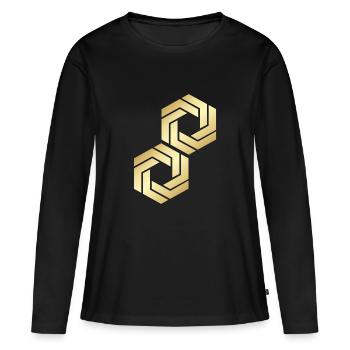 HEXAGONE - T-shirt manches longues Premium bio Femme - noir - Devant - Julia (174cm)