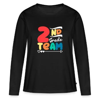 Equipe de la 2ème classe Deuxième élève enseignant 100. - T-shirt manches longues Premium bio Femme - noir - Devant - Julia (174cm)