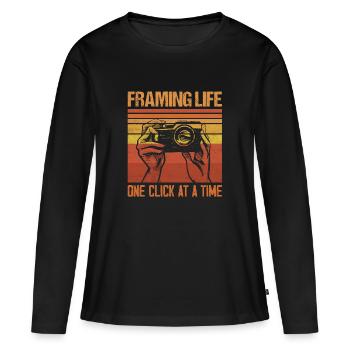 Encadrer la vie un clic à la fois photographie Camer - T-shirt manches longues Premium bio Femme - noir - Devant - Julia (174cm)