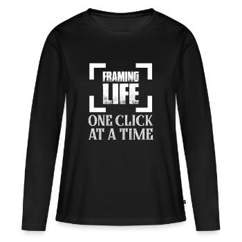Encadrer la vie un clic à la fois photographie de l’appareil photo - T-shirt manches longues Premium bio Femme - noir - Devant - Julia (174cm)