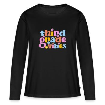 Third Grade Vibes Third Grade Team Retro 100 - Women's Premium Organic Long Sleeve Shirt - black - Front - Julia (174cm)