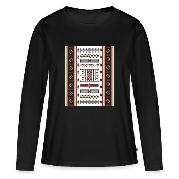 AMAZIGH BERBER SYMBOL MZABE CARPET - Women's Premium Organic Long Sleeve Shirt - black - Front - Julia (174cm)
