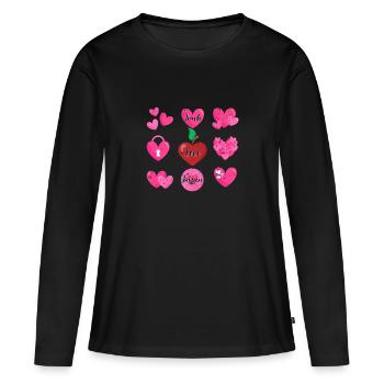 Enseigner l’amour Inspirer l’amour de la Saint-Valentin Enseigner l’amant - T-shirt manches longues Premium bio Femme - noir - Devant - Julia (174cm)