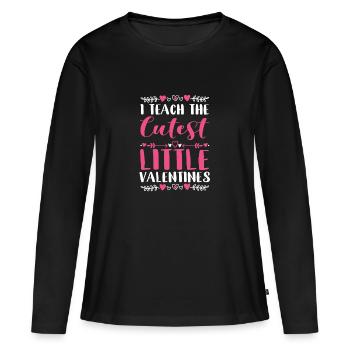 J’enseigne la plus douce des petites Saint-Valentin - T-shirt manches longues Premium bio Femme - noir - Devant - Julia (174cm)