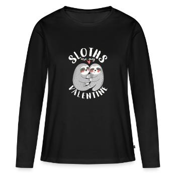 Les paresseux sont mon animal d’amant paresseux de la Saint-Valentin - T-shirt manches longues Premium bio Femme - noir - Devant - Julia (174cm)