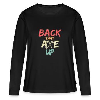 Retour à cette hache Hache Hache Lancer de hache - T-shirt manches longues Premium bio Femme - noir - Devant - Julia (174cm)