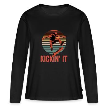 Kickin' It Skateboard Skateur Skateboard - T-shirt manches longues Premium bio Femme - noir - Devant - Julia (174cm)