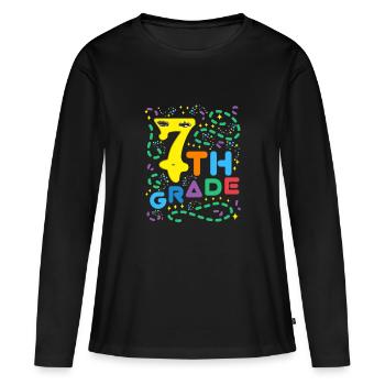 Élèves de 7e année - T-shirt manches longues Premium bio Femme - noir - Devant - Julia (174cm)