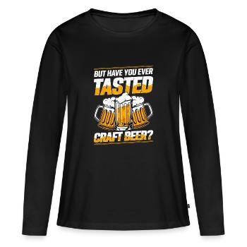 Mais avez-vous déjà goûté à la bière artisanale ? Brasseur H - T-shirt manches longues Premium bio Femme - noir - Devant - Julia (174cm)