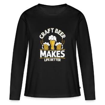 La bière artisanale rend la vie meilleure Homebrew Brewer Brew - T-shirt manches longues Premium bio Femme - noir - Devant - Julia (174cm)