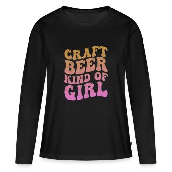 Bière artisanale genre de fille Homebrew brasseur brasser - T-shirt manches longues Premium bio Femme - noir - Devant - Julia (174cm)