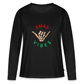 Xmas Vibes | XMAS - T-shirt manches longues Premium bio Femme - noir - Devant - Julia (174cm)