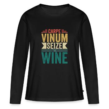 Carpe Vinum Saisir le vignoble viticole - T-shirt manches longues Premium bio Femme - noir - Devant - Julia (174cm)