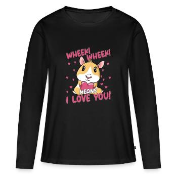 Ouf ! Ouf ! C’est dire que je t’aime ! Rongeur Cochon d’Inde - T-shirt manches longues Premium bio Femme - noir - Devant - Julia (174cm)