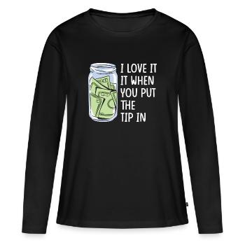 Trinkgeld Trinkgeldglas Tip Kellner Servicekraft - Frauen Premium Bio Langarmshirt - Schwarz - Vorne - Julia (174cm)