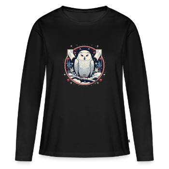 Harfang des neiges avec ornement de Noël - T-shirt manches longues Premium bio Femme - noir - Devant - Julia (174cm)