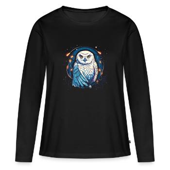 Harfang des neiges Noël ornement, aime les hiboux - T-shirt manches longues Premium bio Femme - noir - Devant - Julia (174cm)