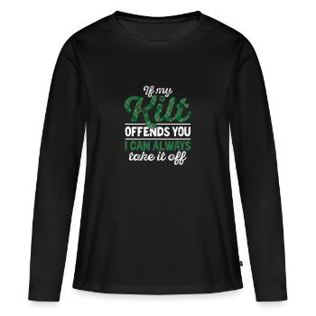 Si mon kilt vous offense, je peux l’enlever à tout moment. - T-shirt manches longues Premium bio Femme - noir - Devant - Julia (174cm)