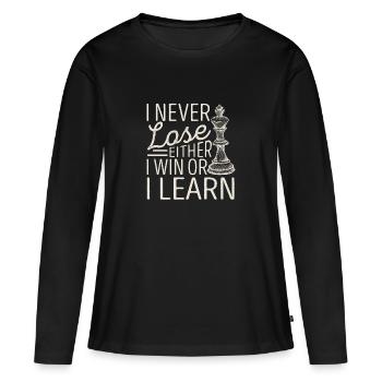 Je ne perds jamais, soit je gagne, soit je gagne - T-shirt manches longues Premium bio Femme - noir - Devant - Julia (174cm)