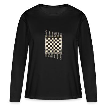 Damengambit Schachspielerfiguren Figuren Brett - Frauen Premium Bio Langarmshirt - Schwarz - Vorne - Julia (174cm)