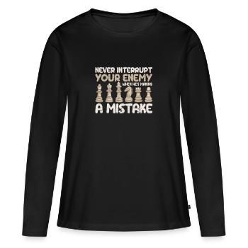 Unterbreche niemals deinen Gegner, wenn er einen - Frauen Premium Bio Langarmshirt - Schwarz - Vorne - Julia (174cm)