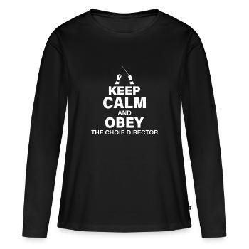 Drôle de chef de chœur Gardez votre calme et obéissez à la chorale - T-shirt manches longues Premium bio Femme - noir - Devant - Julia (174cm)