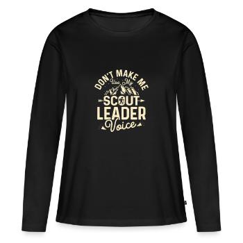 Autorité du chef scout : Le T-shirt Voice - T-shirt manches longues Premium bio Femme - noir - Devant - Julia (174cm)