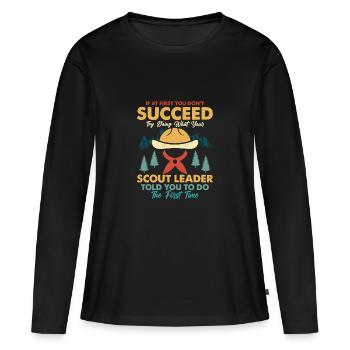 Le point de vue d’un chef scout : le succès à répétition - T-shirt manches longues Premium bio Femme - noir - Devant - Julia (174cm)