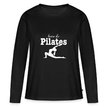 heure de pilates - T-shirt manches longues Premium bio Femme - noir - Devant - Julia (174cm)