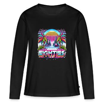 Eighties 80 ́s 80s - Women's Premium Organic Long Sleeve Shirt - black - Front - Julia (174cm)