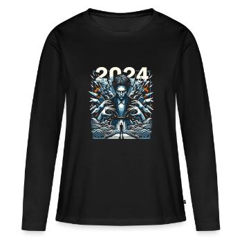2024 - T-shirt manches longues Premium bio Femme - noir - Devant - Julia (174cm)