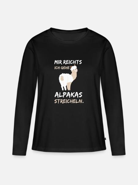 Alpaka - Mir Reichts Ich gehe Alpakas Streicheln - Frauen Premium Bio Langarmshirt - Schwarz