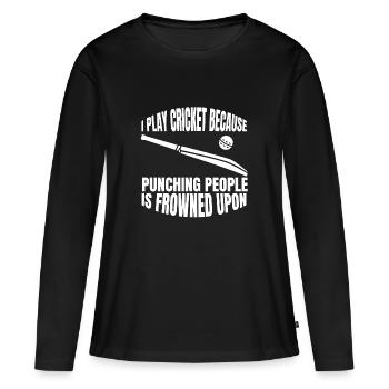 Cricket Cricket Équipe de cricket Équipe de cricket - T-shirt manches longues Premium bio Femme - noir - Devant - Julia (174cm)