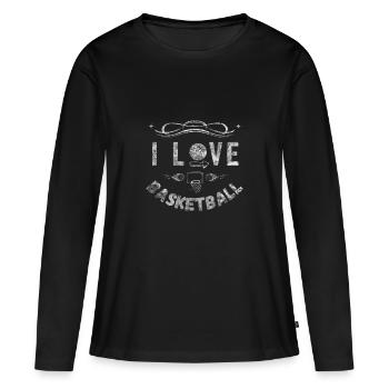 Passionné de basket-ball - « J’aime le basket-ball » - T-shirt manches longues Premium bio Femme - noir - Devant - Julia (174cm)