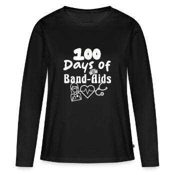 École de sciences infirmières 100 jours de pansements - T-shirt manches longues Premium bio Femme - noir - Devant - Julia (174cm)