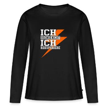 Je ne freine pas, je récupère - T-shirt manches longues Premium bio Femme - noir - Devant - Julia (174cm)
