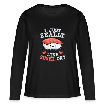 J’aime vraiment les sushis OKI j’aime vraiment le sush - T-shirt manches longues Premium bio Femme - noir - Devant - Julia (174cm)