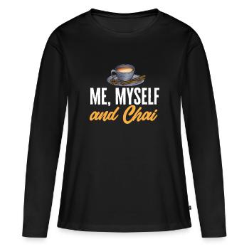 Thé Chai Masala Chai - T-shirt manches longues Premium bio Femme - noir - Devant - Julia (174cm)