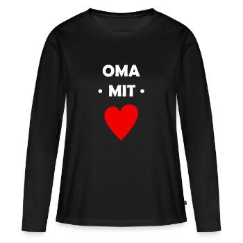 Oma mit Herz - Frauen Premium Bio Langarmshirt - Schwarz - Vorne - Julia (174cm)