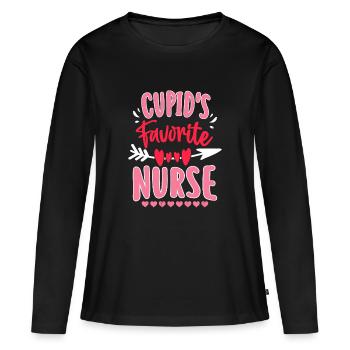 Infirmière préférée de Cupidon - T-shirt manches longues Premium bio Femme - noir - Devant - Julia (174cm)