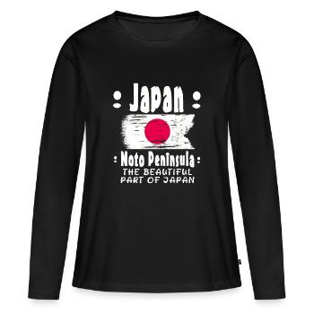 Noto Japon - T-shirt manches longues Premium bio Femme - noir - Devant - Julia (174cm)