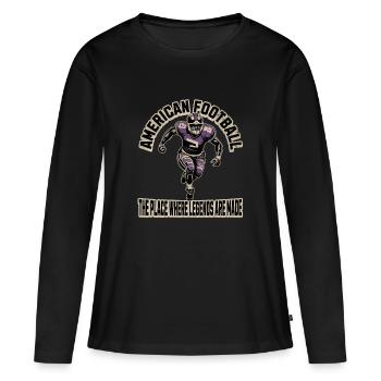 Touchdown Unsere American Football Kollektion - Frauen Premium Bio Langarmshirt - Schwarz - Vorne - Julia (174cm)