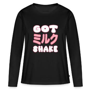 Milkshake : la culture pop japonaise - T-shirt manches longues Premium bio Femme - noir - Devant - Julia (174cm)