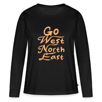 Ouest Nord-Est - T-shirt manches longues Premium bio Femme - noir - Devant - Julia (174cm)