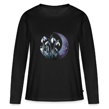 Perce-neige dessiné - T-shirt manches longues Premium bio Femme - noir - Devant - Julia (174cm)