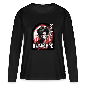 Hardcore für immer! - Frauen Premium Bio Langarmshirt - Schwarz - Vorne - Julia (174cm)