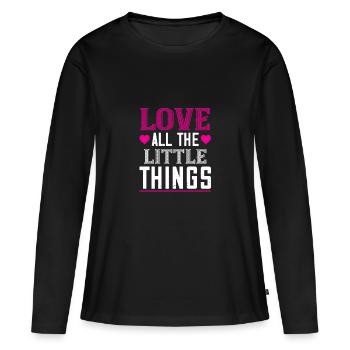 J’aime toutes les petites choses - T-shirt manches longues Premium bio Femme - noir - Devant - Julia (174cm)