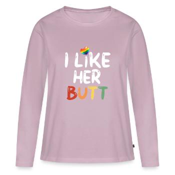 LGBT Lesbian Couples Compliment I Like Her Butt - Women's Premium Organic Long Sleeve Shirt - dusky pink - Front - Julia (174cm)