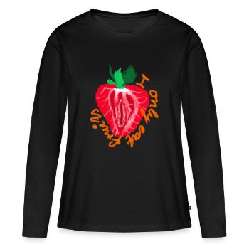 I only eat fruits - Frauen Premium Bio Langarmshirt - Schwarz - Vorne - Julia (174cm)